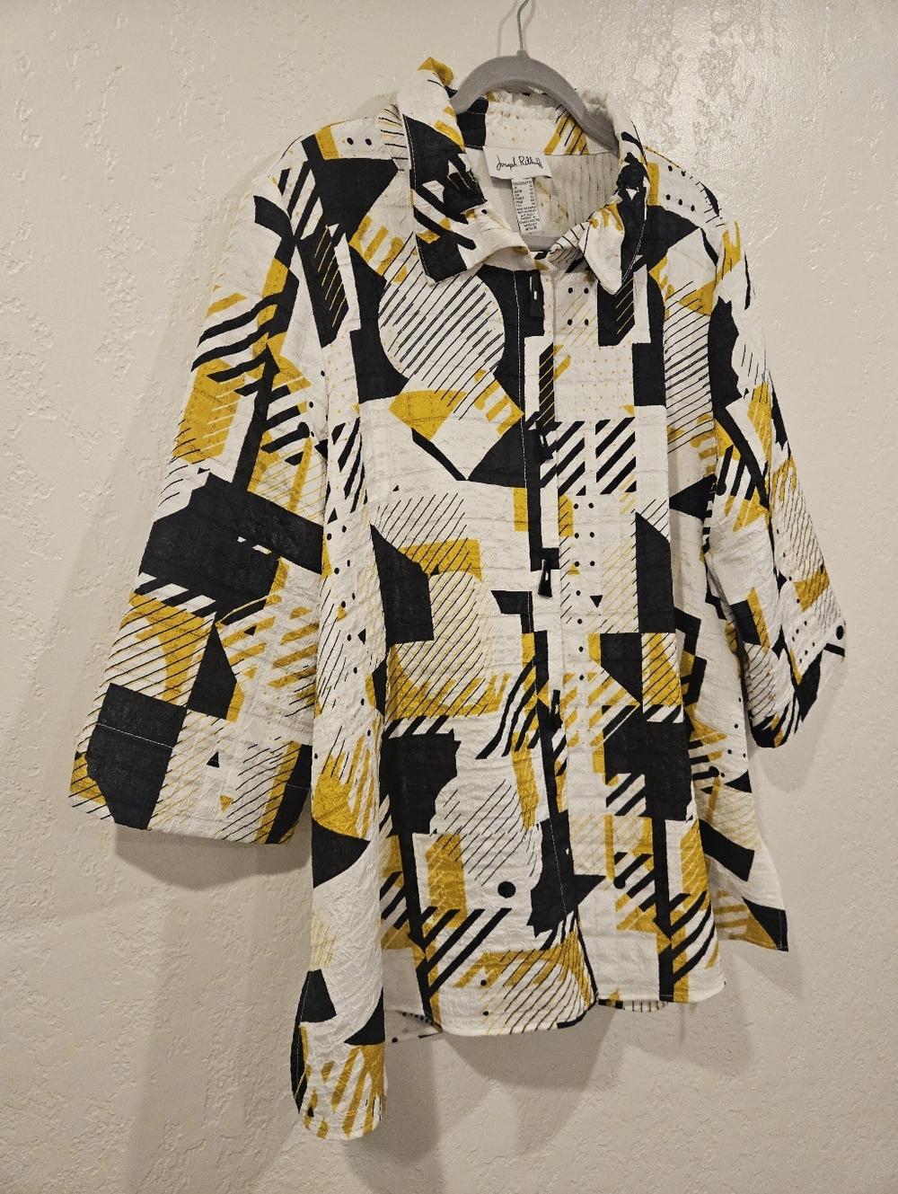 Joseph Ribkoff Mod Geo Design Swing Blouse Jacket Retail $238 Womens US Size 12.